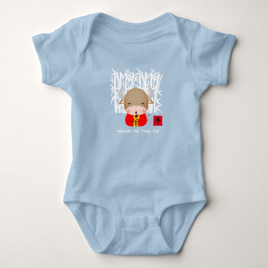Chinees Jaar van de Ox | Kute Little Ox Romper (Voorkant)