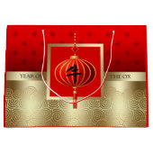 Chinees jaar van de Ox Red | Gold Large Gift Bag Groot Cadeauzakje (Voorkant)