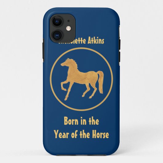 Chinees Jaar van de Paarden: Gold-effect op diepe  Case-Mate iPhone Case (Achterkant)