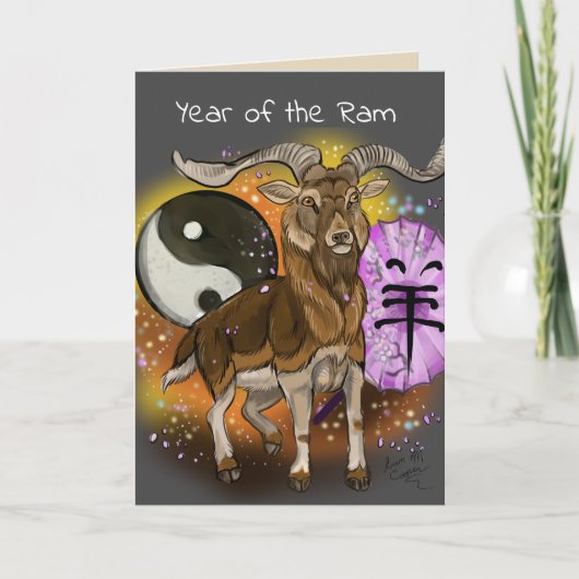 Chinees Jaar van de Ram Feestdagen Kaart (Voorkant)