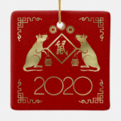 Chinees Jaar van de Rat 2020 Keramisch Ornament (Achterkant)
