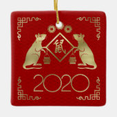 Chinees Jaar van de Rat 2020 Keramisch Ornament (Voorkant)