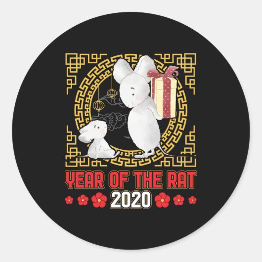 Chinees Jaar van de Rat 2020 Ronde Sticker (Voorkant)