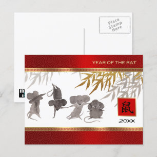 Chinees Jaar van de Rat   Aangepast Briefkaart jaa
