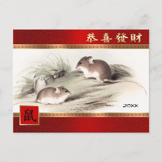 Chinees Jaar van de Rat | Aangepast Briefkaart jaa (Voorkant)