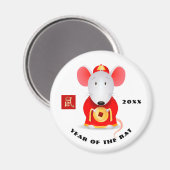 Chinees Jaar van de Rat. Aangepast jaar Cadeau Mag Magneet (Voorkant / Achterkant)