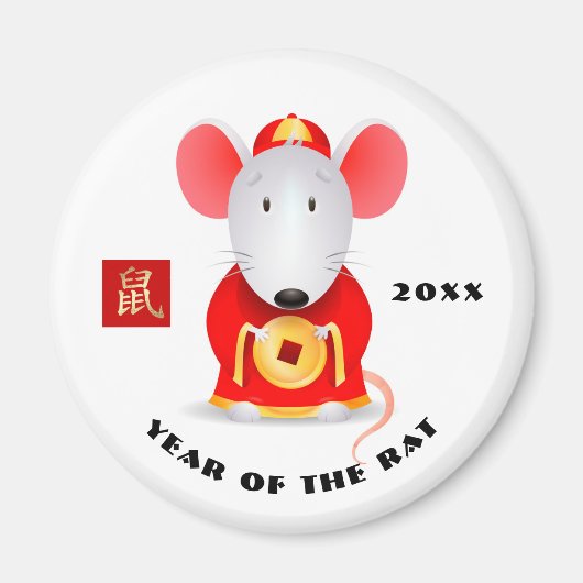 Chinees Jaar van de Rat. Aangepast jaar Cadeau Mag Magneet (Voorkant)