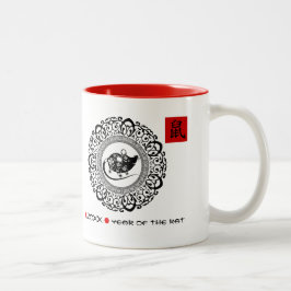 Chinees Jaar van de Rat | Aangepast jaar en naam Tweekleurige Koffiemok