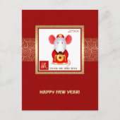 Chinees Jaar van de Rat. Aangepast jaar Feestdagenkaart (Voorkant)