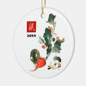 Chinees Jaar van de Rat | Aangepast jaartal Keramisch Ornament (Links)