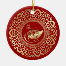 Chinees Jaar van de Rat | Aangepast jaartal Keramisch Ornament