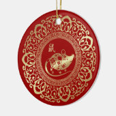 Chinees Jaar van de Rat | Aangepast jaartal Keramisch Ornament (Links)