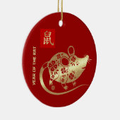 Chinees Jaar van de Rat | Aangepast jaartal Keramisch Ornament (Rechts)