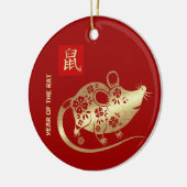 Chinees Jaar van de Rat | Aangepast jaartal Keramisch Ornament (Links)