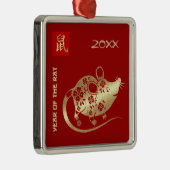 Chinees Jaar van de Rat | Aangepast jaartal Metalen Ornament (Rechts)