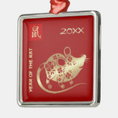 Chinees Jaar van de Rat | Aangepast jaartal Metalen Ornament (Links)
