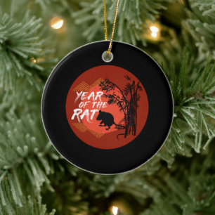 Chinees Jaar van de Rat - Bamboe Kunst Keramisch Ornament