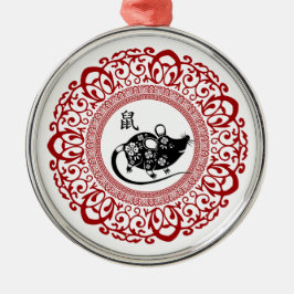 Chinees jaar van de Rat Gift Metalen Ornament