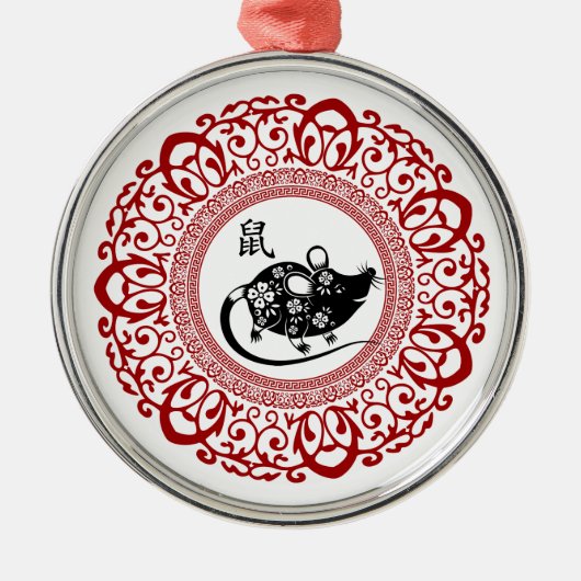 Chinees jaar van de Rat Gift Metalen Ornament (Voorkant)