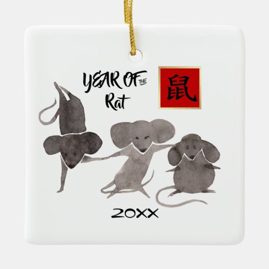 Chinees jaar van de Rat Gift-Ornamenten Keramisch Ornament (Voorkant)