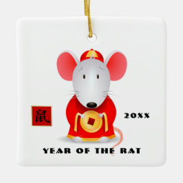 Chinees jaar van de Rat Gift-Ornamenten Keramisch Ornament