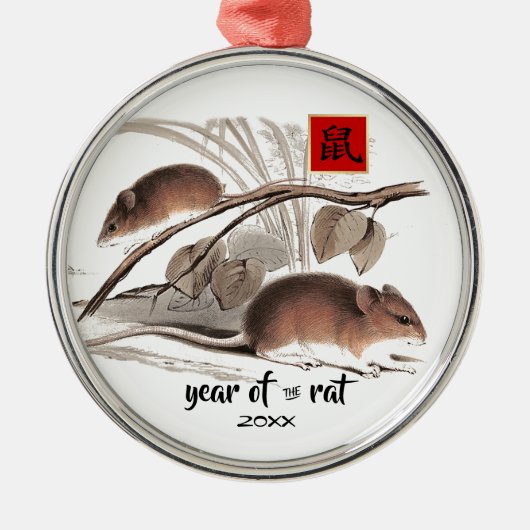 Chinees jaar van de Rat Gift-Ornamenten Metalen Ornament (Voorkant)