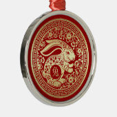 Chinees jaar van de Rode-goudbrij van Konijn Metalen Ornament (Rechts)