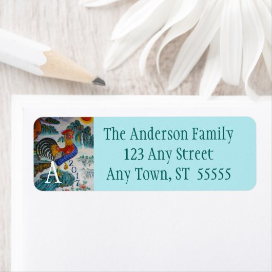 Chinees Jaar van de Rooster 2017 met Monogram Etiket (Insitu)