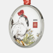 Chinees jaar van de rooster | Aangepast jaar Metalen Ornament (Links)