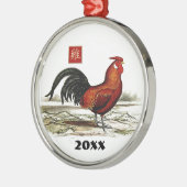 Chinees jaar van de rooster | Aangepast jaar Metalen Ornament (Links)