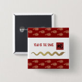 Chinees jaar van de slang vierkante button 5,1 cm (Voorkant /achterkant)