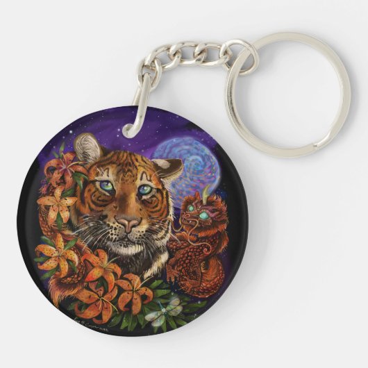 Chinees jaar van de Tiger 2022 Nieuwe Kunst Sleutelhanger (Achterkant)