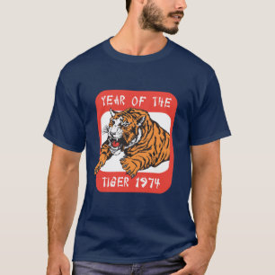 Chinees Jaar van de Tijger 1974 Donkere T-Hemden T-shirt