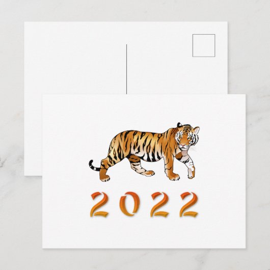 Chinees Jaar van de Tijger 2022 Briefkaart (Voorkant / Achterkant)