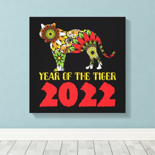 Chinees Jaar van de Tijger 2022 Canvas Afdruk (Insitu (Houten vloer))