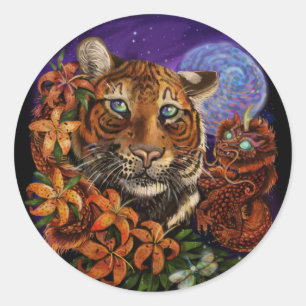 Chinees Jaar van de Tijger 2022 Nieuwe Kunst Ronde Sticker
