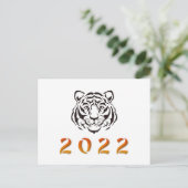 Chinees Jaar van de Tijger 2022 zwart wit Briefkaart (Staand voorkant)