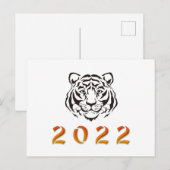 Chinees Jaar van de Tijger 2022 zwart wit Briefkaart (Voorkant / Achterkant)