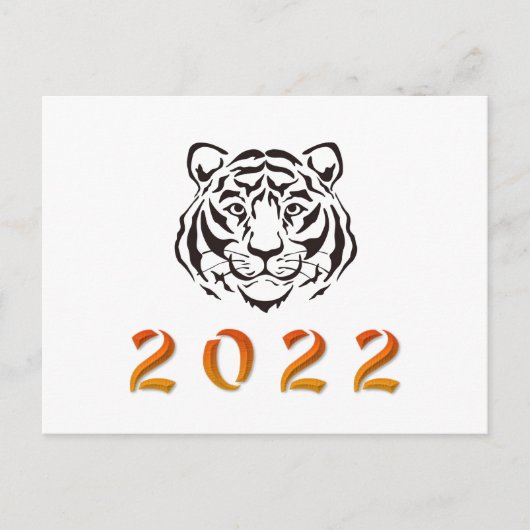 Chinees Jaar van de Tijger 2022 zwart wit Briefkaart (Voorkant)