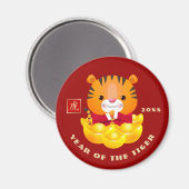 Chinees jaar van de tijger | Aangepast jaartal Magneet (Voorkant / Achterkant)