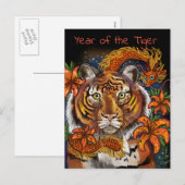 Chinees jaar van de tijger feestdagenkaart (Voorkant / Achterkant)