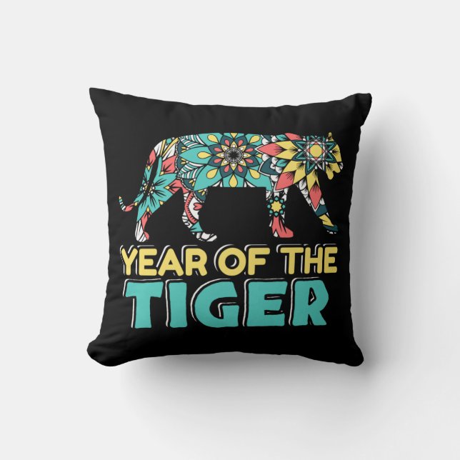Chinees jaar van de tijger - Mandala Kussen (Voorkant)