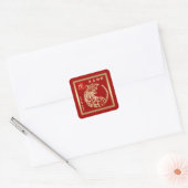 Chinees Jaar van de Tijger Rode Goud Vierkante Sticker (Envelop)