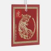 Chinees jaar van de tijgerkloof glas ornament (Voorkant Rechts)
