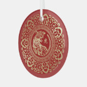 Chinees jaar van de tijgerkloof glas ornament (Voorkant links)