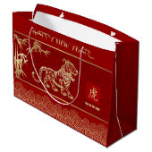 Chinees Jaar van de Tijgerrode Tijger | Goud Groot Cadeauzakje (Achterkant Gekanteld)