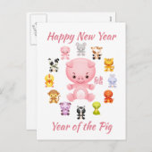 Chinees jaar van de Varkens Feestdagenkaart (Voorkant / Achterkant)
