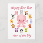 Chinees jaar van de Varkens Feestdagenkaart (Voorkant)