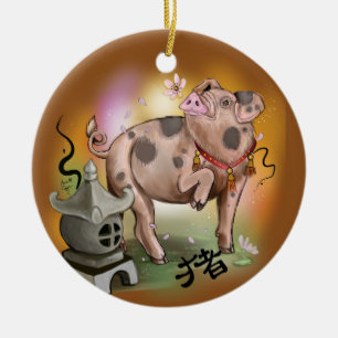 Chinees jaar van de Varkens Keramisch Ornament