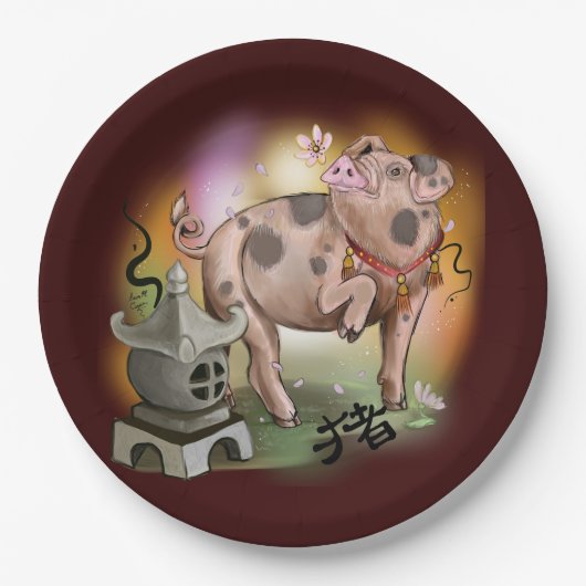 Chinees jaar van de Varkens Papieren Bordje (Voorkant)